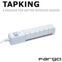 電源タップ おしゃれ インテリア デザイン TAPKING タップキング ホワイト AC6個口 雷サージガード 絶縁キャップ付 コード PT606WH