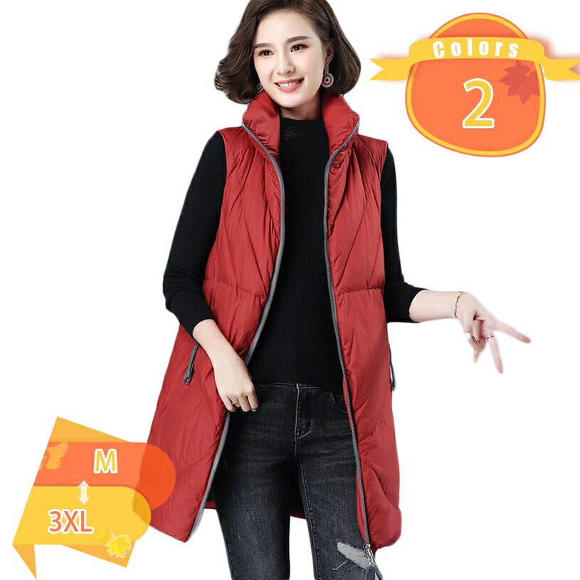 1000円OFFクーポン ダウンベスト レディース ロング丈 軽量 インナーダウン ウルトラライトダウン 体型カバー 防寒 防風 保温 暖かい シンプル 通勤 秋冬 無地 スリム 着痩せ 通学 パーティ ハイネック 撥水 ダウンジャケット ダウンコート 立て襟 fascimo