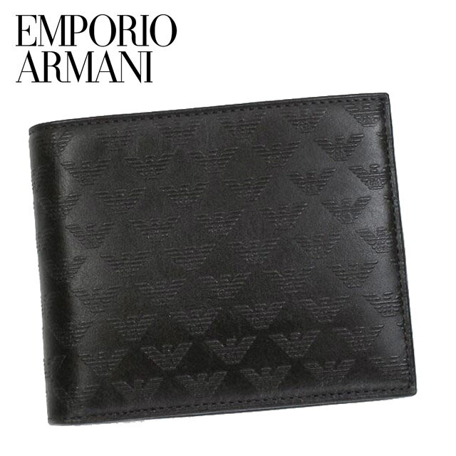 【19%OFF!!】【送料無料】[EMPORIO ARMANI]エンポリオアルマーニ 2011年春夏新作 イーグルロゴ レザー二つ折り財布 "YEM122 YC043" ブラック