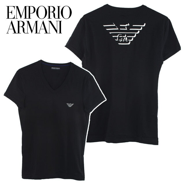 【11%OFF!!】[EMPORIO ARMANI]エンポリオアルマーニ 2011年春夏新作 ラバープリントVネックTシャツ "110752 1S512" ブラック