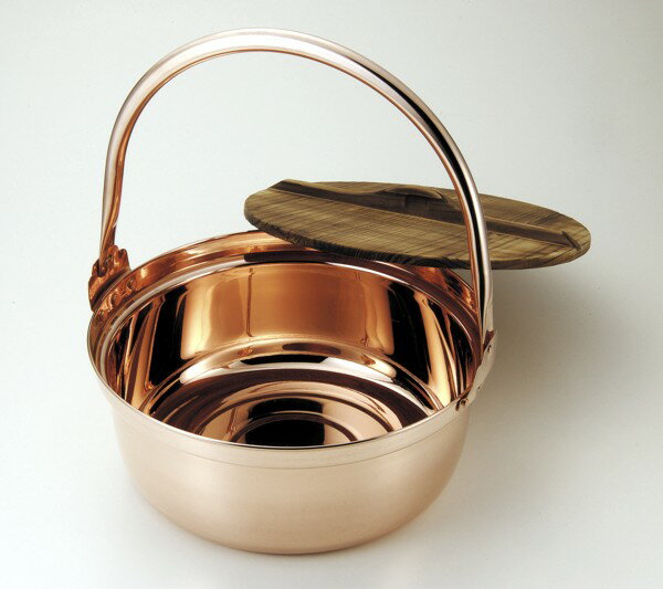 純銅　山菜鍋　30cm　木蓋付き　H-506熱伝導率の高い純銅鍋