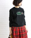 LACOSTE(ラコステ)コットン メッシュロゴパッチ クルーネック スウェットプルオーバー・SH0124L-0241802【レディース】【■■】