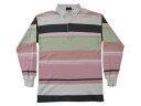 【中古】J.CREW/ジェイクルー 長袖ポロシャツ ボーダー柄 白×緑×ピンク 【あす楽対応】【古着屋mellow楽天市場店】