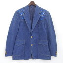 バラ刺繍入り 2つボタン デニム テーラード ジャケット 長袖 サイズ:42R 【古着】 古着 【中古】 中古 mellow 【古着屋mellow楽天市場店】