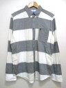 アディダス オリジナルス/adidas Originals ボタンダウン シャツ 長袖 ボーダー サイズ:S ホワイト×グレー 【古着】 古着 【中古】 中古 mellow 【あす楽対応】【古着 mellow楽天市場店】
