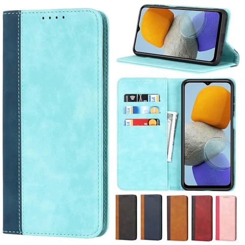 Galaxy A25 5G ケース 手帳型 Galaxy A25 5G スマホケース 手帳型 ギャラクシーA25 5G 携帯カバー Galaxy A25 5G 携帯カバー Jaorty内蔵マグネット PU革 カード収納 耐衝撃 スタンド機能-ライトブルー+ダークブルー