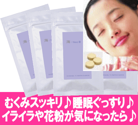 【送料無料】海IIIs★睡眠を意識したら栄養補助のベースサプリメント,イライラ!むくみ,花粉症が気になる！★〓【カリウム】〓鉄,カルシウム,マグネシウム,亜鉛,マンガン,クロム,ビタミンC,ビタミンD,マルチビタミン ミネラル サプリ63粒×4袋【賞味期限：2016年4月30日】