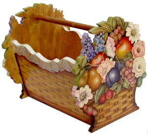 トールペイント図案付白木素材 お花とフルーツのマガジンラック...:finehome:10000326