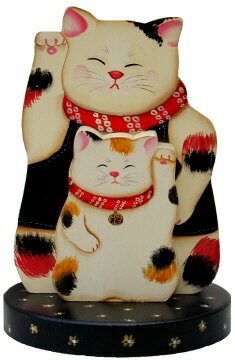 トールペイント図案付白木素材 親子の招き猫（3点セット）...:finehome:10000545