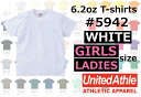 【レディース】【ホワイト】激安♪United Athle（ユナイテッドアスレ)6.2オンス無地半袖ヘビーウエイトTシャツ　白　ガールズサイズ594203 SALE!!!【SALE0517_kaimawari】