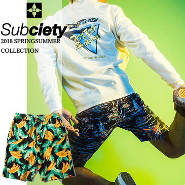 【予約】SUBCIETY サブサエティ ショーツ ALOHA SHORTS メンズ 総柄 黒 紺 2018年 春夏 104-02233