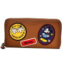 コーチ 長財布 COACH パッチワーク スタッズ レザー ディズニー ミッキー コラボ レザー アコーディオンジップ ラウンド ファスナー 長財布 サドルマルチ59340【ブランド 新品 送料無料 誕生日 プレゼント 正規 激安 レディース セール SALE ギフト 】