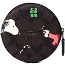 コーチ 小銭入れ スヌーピー COACH コーティングキャンバス レザー シグネチャー ピーナッツ コラボ スヌーピー プリント ラウンド コインケース ブラウンブラックマルチ CF245【ブランド 新品 送料無料 正規 人気 安心 保証 10倍 アウトレット OUTLET 即日発送 】