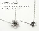 ブラックダイヤモンド ネックレス K10WG ホワイトゴールド スター 2way 【プレゼント ギフト】▼