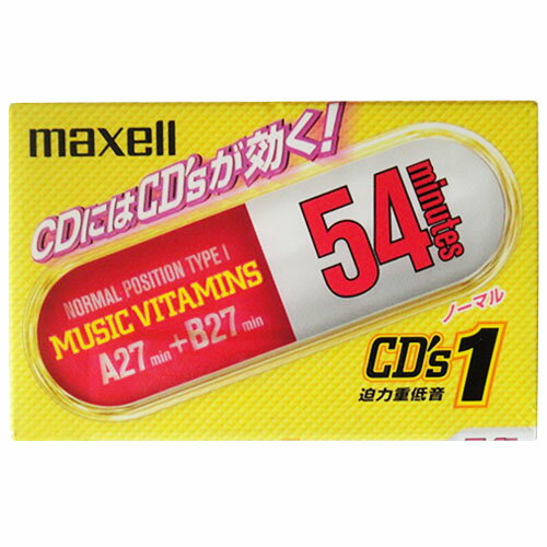 【アウトレット品 日本製】パッケージに破れがあります. マクセル カセットテープ 54分 ノーマルポジション　1本 CDS1-54N