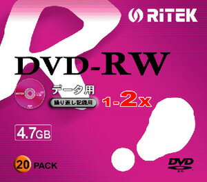 【返品交換不可】RITEK DVD-RW 20枚 データ用 4.7GB 繰り返し記録用 D-RW2X20PB_Outlet