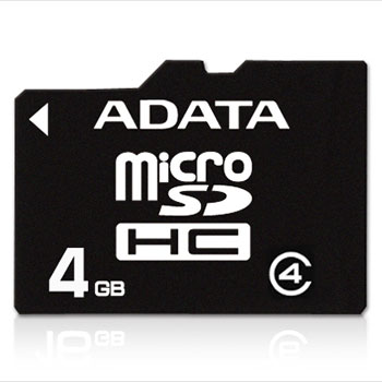 ADATA microSDHCカード4GB Class4 アダプタ付き AUSDH4GCL4-RA1【メール便OK】