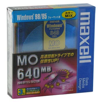 マクセル 3.5型 MOディスク 640MB 3枚 Windowsフォーマット済み MA-M640 WIN(MIX) B3P_akb2012