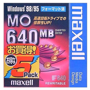 マクセル 3.5型 MOディスク 640MB 5枚 Windowsフォーマット済み MA-M640 WIN B1P5S
