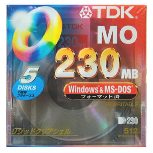 【生産中止商品】TDK MOディスク 230MB Windowsフォーマット デスクトップケース入り5枚パック MO-R2300X5PA
