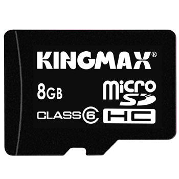 KINGMAX microSDHCカード8GB・アダプタ付・CLASS6 防水 【メール便OK】 KM-MCSDHC6X8G 超特価！