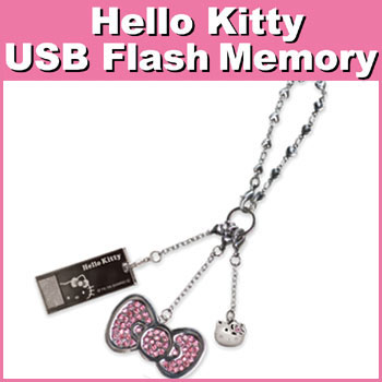 ハローキティ USBメモリー 2GB キラキラストーンのリボンチャーム付き（ピンク） 防水 Kingmax-kittyUSB2GBtypeF-pk【メール便OK】 かわいい プレゼントにも最適♪期間限定特別価格