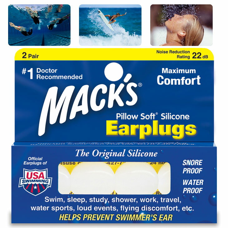 サーフィン 水泳 ウオータースポーツ用 耳栓 MACKS 【 Pillow Soft Silicon...:fleaboardshop01:10003813