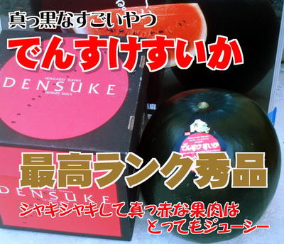 【送料無料】当麻産でんすけすいか（秀品、4Lサイズ）送料無料・楽天最安値に挑戦！真っ黒でドデカイすいか！