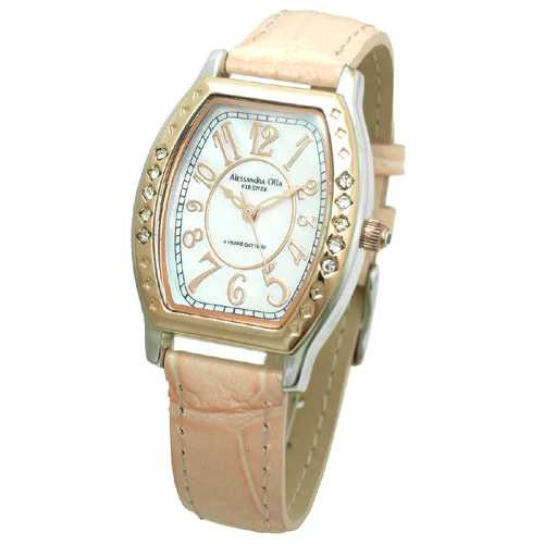 Alessandra Olla アレッサンドラオーラ腕時計 レディースウォッチアレサンドラオーラ 腕時計 トノー型 レザーバンド レディースウォッチ AO-1850PK ピンク【05P07Nov15】