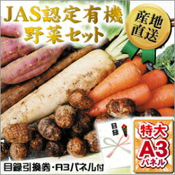 二次会 目録 景品 【JAS認定有機野菜セット】 A3<strong>パネル付</strong>き 目録 <strong>グルメギフト券</strong> 景品 ビンゴ 景品、オンライン飲み会、リモート飲み会 抽選会 キャンペーン 販促 コンペ ゴルフコンペ賞品 企業イベント 法人イベント