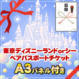 東京ディズニーランドorシー ペアパスポートチケット】　A3パネル付き景品セット★送料無料★景品セット　新年会景品、イベント景品、ビンゴ景品、ゲーム景品、結婚式二次会景品と使い方は自由！！会場の雰囲気をもっとエキサイティングに！ 二次会や宴会、ボーリングや抽選会にはおなじみ！ チケットプレゼントをA3パネルで大きく告知して、盛り上げて！