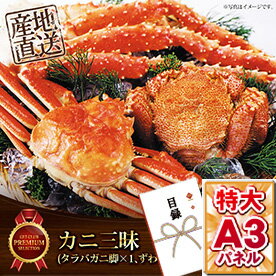 目録 カニ 景品 【カニ三昧（タラバガニ脚×1 ずわい蟹姿1尾 毛がに姿1尾）】 A3パネル付き 二...:freedom-m:10000770