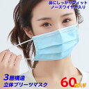 マスク 60枚入り【4月17日から順次発送&国内発送】国内発送 3D立体加工 3層構造不織布 mask レギュラーサイズ 男女兼用 キャンセル不可 防護 花粉症 花粉 ほこり ウイルス ますく 高密度フィルター プリーツ ノーズワイヤー 転売禁止