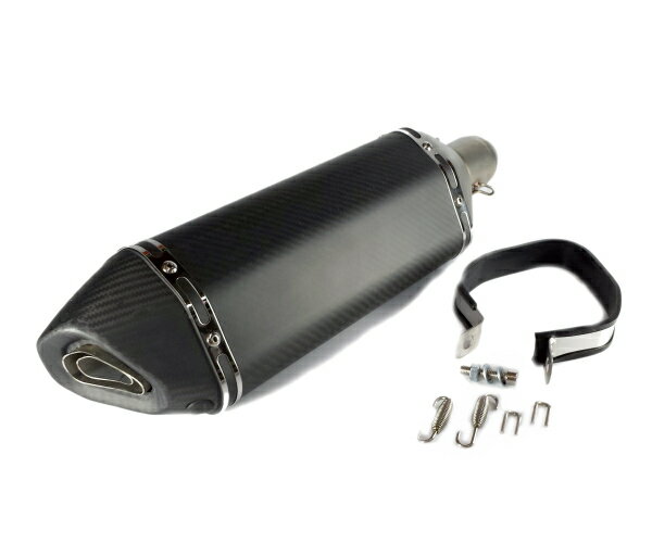 バイク用 汎用51mm ヘックス 六角 スリップオンマフラー カーボンエンドキャップ ロングタイプサイレンサー cbr250 cbr600r cb400sf艶消しカーボン