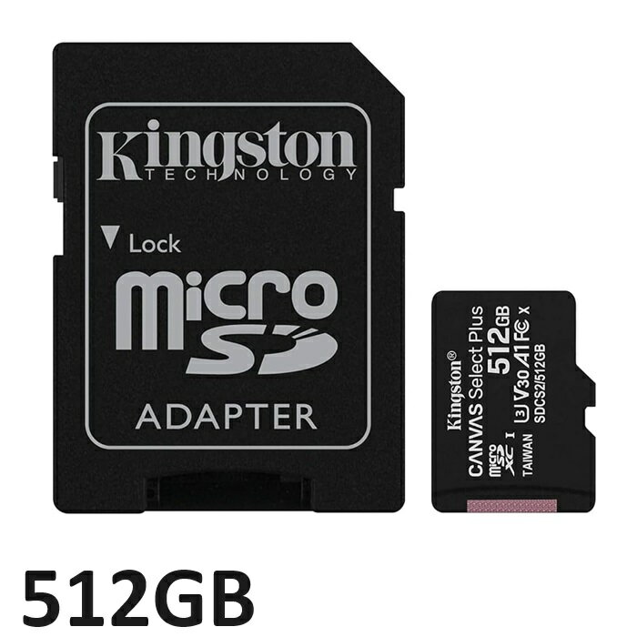 マイクロSDカード microSD 512GB Kingstone Canvas Select Plus microSD メモリカード SDCS2/512GB アダプター付き micoroSD <strong>キングストン</strong> UHS-I V10 並行輸入品