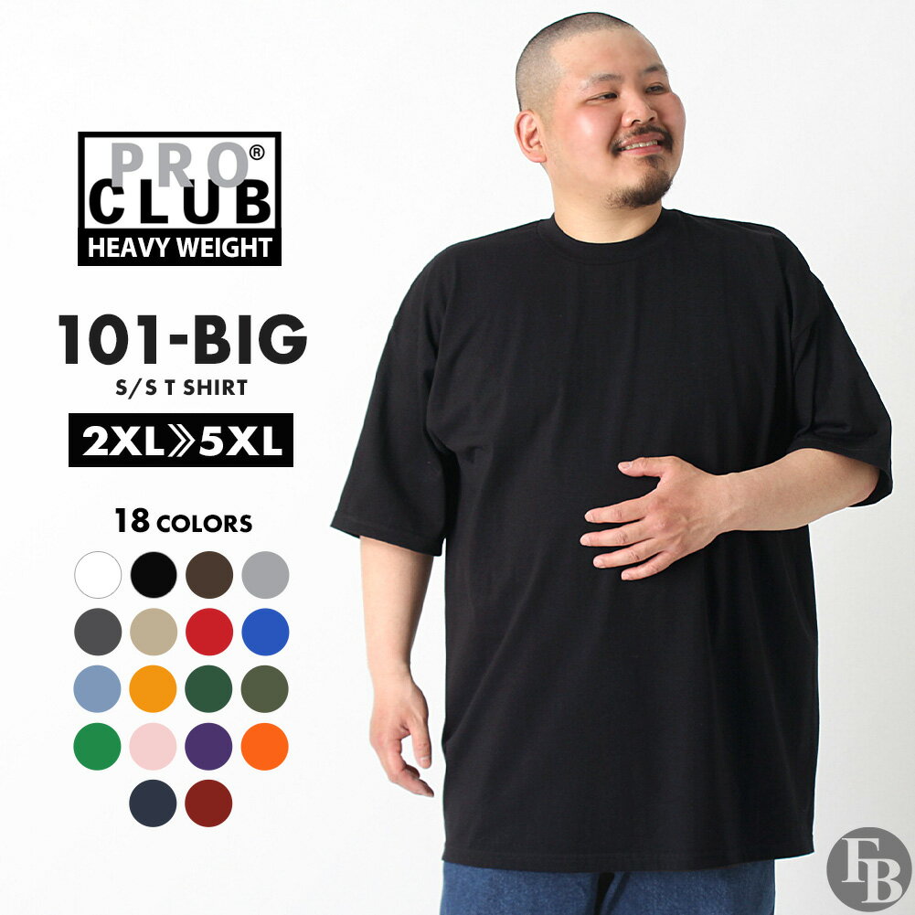 【送料無料】 [ビッグサイズ] PRO CLUB プロクラブ Tシャツ メンズ 大きいサイズ 無地 厚手 <strong>ヘビーウェイト</strong> 半袖Tシャツ 半袖 大きめ ゆったり インナー クラスTシャツ クラT シンプル ブランド アメカジ カジュアル 2XL 3XL 4XL 5XL USAモデル