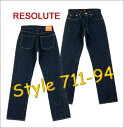 ■RESOLUTE（リゾルト）　XX model JEANS 【日本製】711-94（ワンウォッシュ）【30〜34inch】▼ 送料無料！代引き手数料無料！▼【smtb-td】【林さん】■■リゾルト ジーンズ XXモデル◆711-94【30〜34inch】◆1950年代のデニムを再現・やや太めのストレート☆ 日本製 ☆ ＜ワンウォッシュ＞