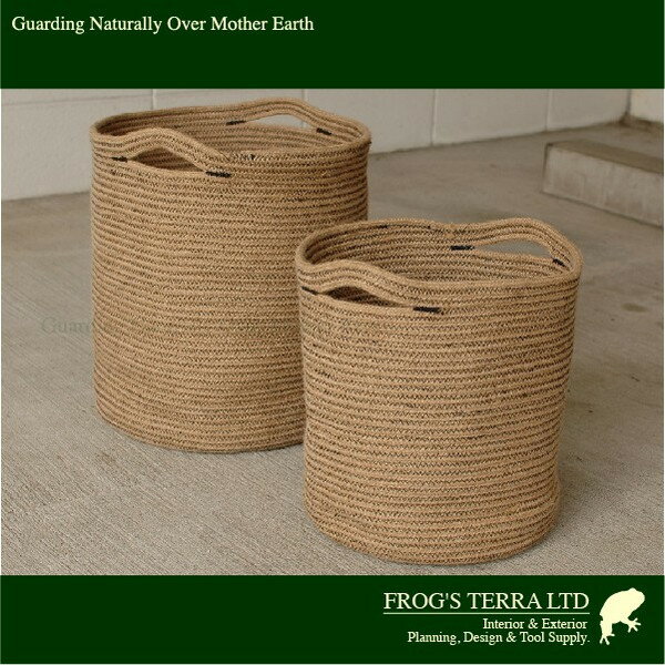 Rib Basket・M・B5234（直径29cm×H30.5cm）（底穴なし）（植物繊維/ジュート）（植木鉢/鉢カバー）（プランター/園芸/寄せ植え/ポット）