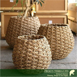 Lush Basket・M・B8211（直径47cm×H42cm）（底穴なし）（植物繊維）（植木鉢/鉢カバー）（プランター/園芸/寄せ植え/ポット）