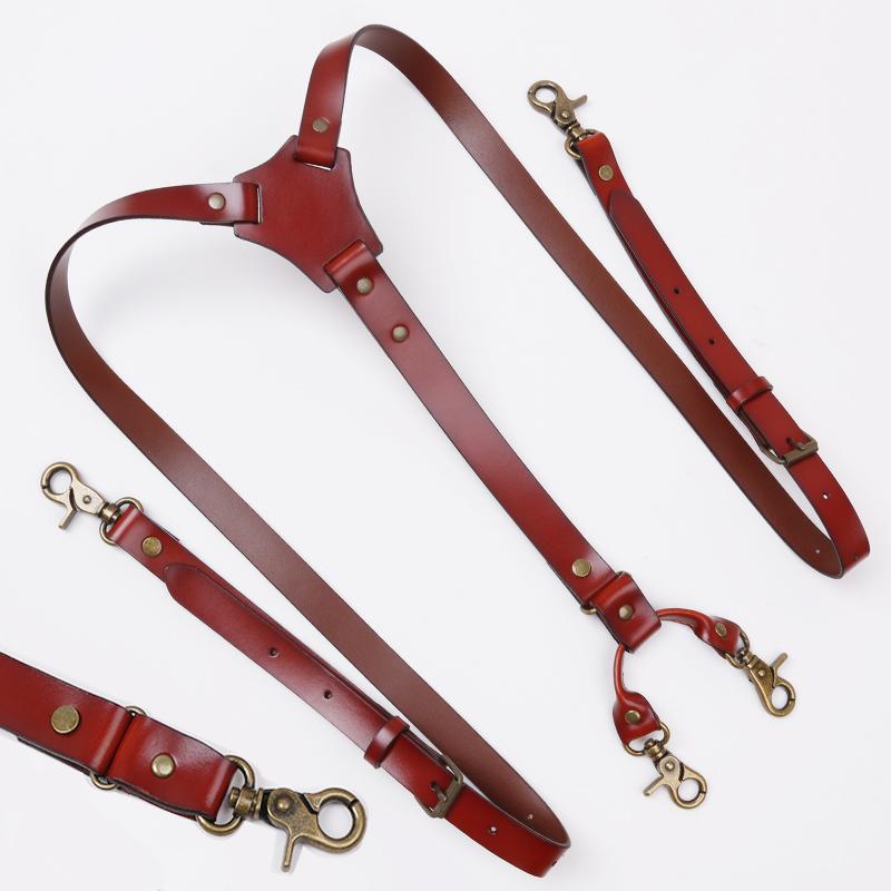 サスペンダー メンズ 男性用 革 牛革 レザー クリップ式 スリム スラックス ズボン吊り レトロ ブリティッシュ カジュアル ビジネス フォーマル スタイリスト バーテンダー 幅2cm ブラック ブラウン