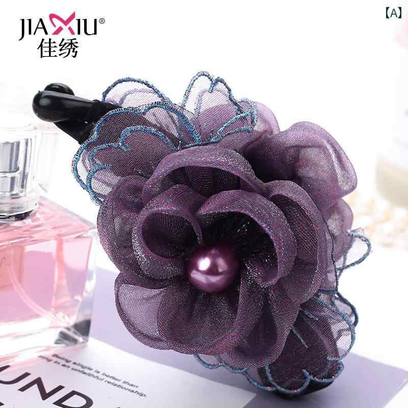 ヘアクリップ 大人 可愛い レディース 韓国 バナナクリップ パール風 フラワー 髪飾り 滑り止め ポニーテール アクセサリー