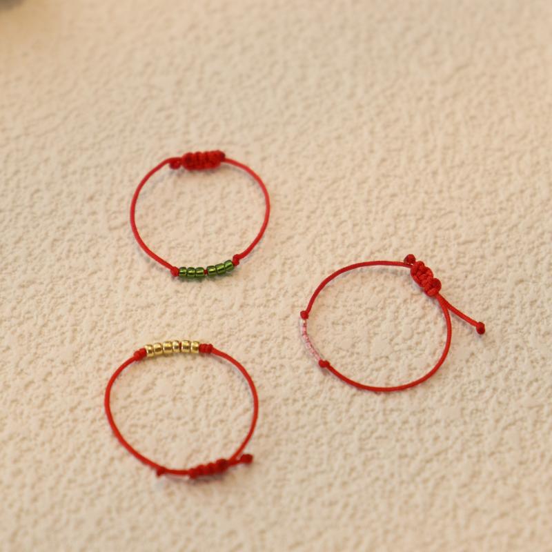 ビーズ リング シルバー レディース 普段使い カジュアル デート アクセサリー ピンキー 足用 調節 シンプル おしゃれ 透明 緑 黄