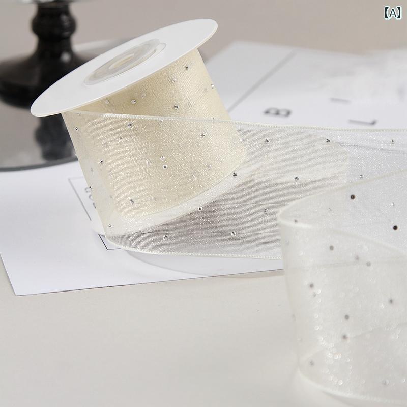 リボン きらきら パール 雪紗 チュール ハンドメイド リボン 装飾 材料 バンド