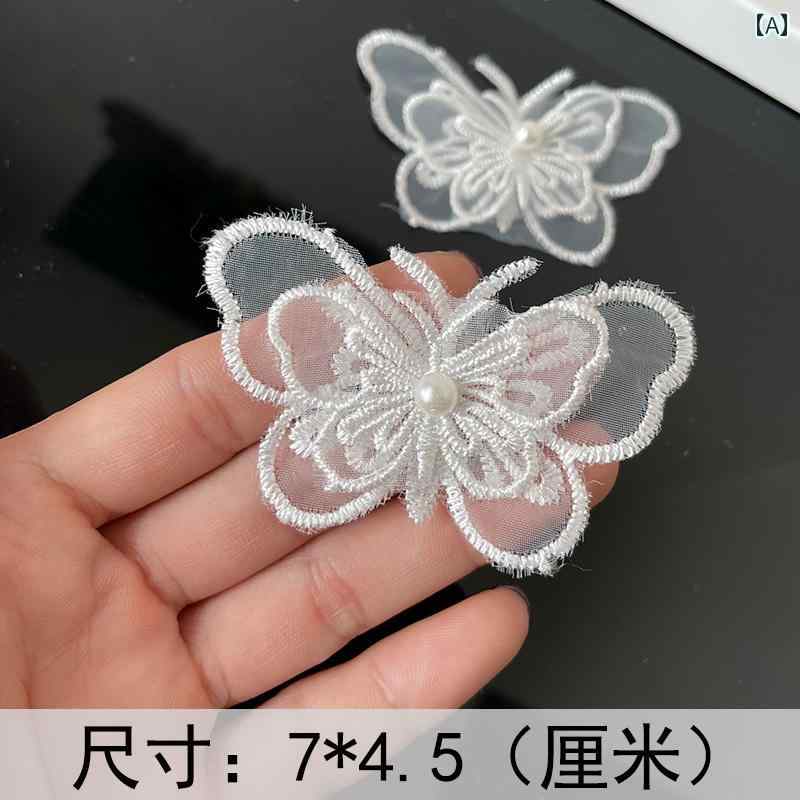 手芸 手作り パーツ 白 蝶々 レース 装飾 ウェディング ドレス ハンドメイド DIY 手縫い 服 帽子 バッグ 靴 アクセサリー 補助 材料