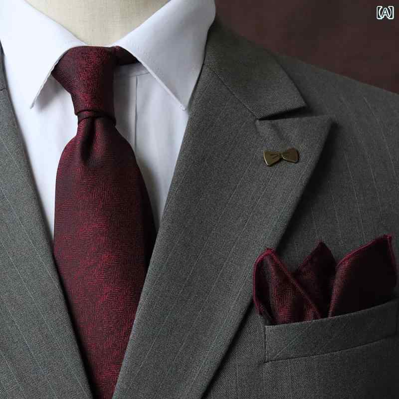 ネクタイ メンズ 男性用 フォーマル ビジネス 結婚式 新郎 紳士 英国風 韓国 香港風 レトロ クラシック 手結び 結びタイ ポリエステル 無地 ブラウン系 コーヒー 面接 就職活動 リクルート オフィス おしゃれ