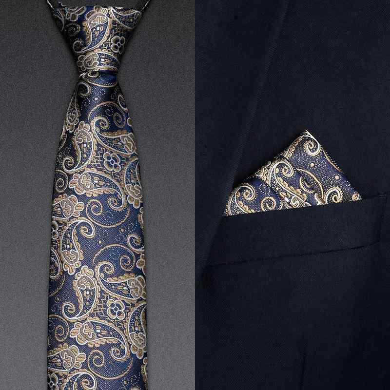 ネクタイ メンズ 男性用 ワンタッチ ジップ式 ファスナー式 結ばない 簡単装着 ビジネス 通勤 正装 フォーマル 結婚式 新郎 スーツ レトロ ヴィンテージ風 クラシック ポリエステル ペイズリー ストライプ 花柄 ブラウン ネイビー ブラック