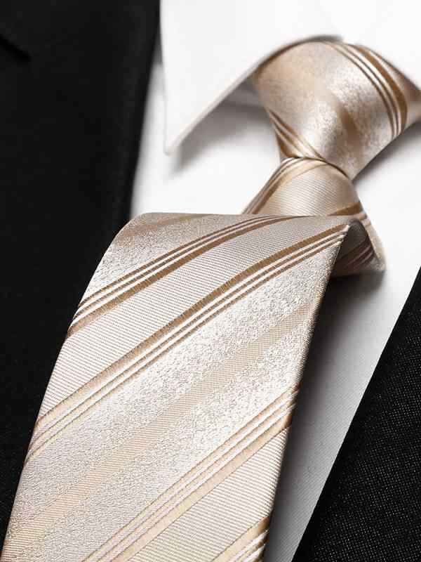 ネクタイ メンズ 男性用 ビジネス フォーマル 結婚式 新郎 レトロ クラシック ブリティッシュ 斜めストライプ 手結び 調 ポリエステル ブラウン シャンパン カーキ