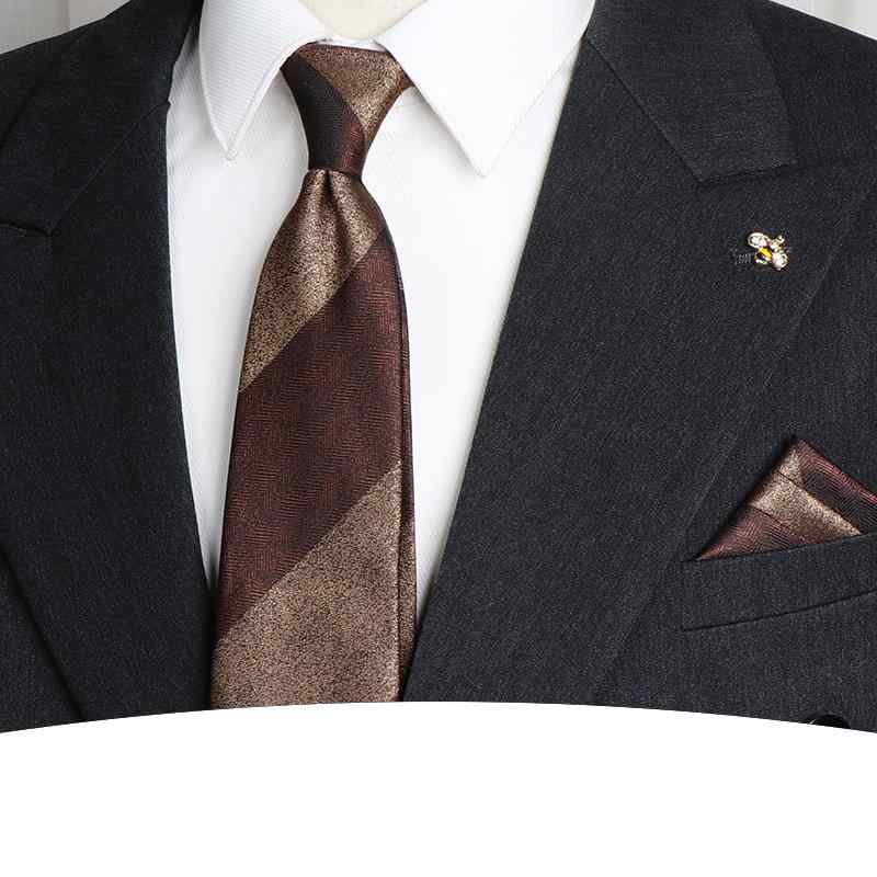 ネクタイ メンズ クラシック ブリティッシュ ストライプ ジッパー 結び目不要 ワンタッチ 手軽 ビジネス フォーマル スーツ 結婚式 ウェディング ポリエステル チョコレートブラウン エレガントグレー ボルドーレッド 秋冬