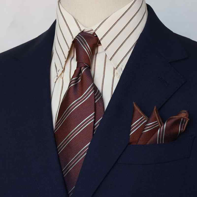 ネクタイ メンズ 男性用 ストライプ レトロ クラシック 結婚式 ウェディング 新郎 正装 フォーマル ビジネス オフィス スーツ ポリエステル コーヒーレッド ワインレッド