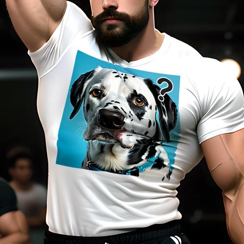 Tシャツ メンズ キッズ 犬ファン 半袖 春夏 犬柄 プリント カジュアル かわいい 人間用 フィットネス ダンス ハテナ ダルメシアン ブルーカラー 背景